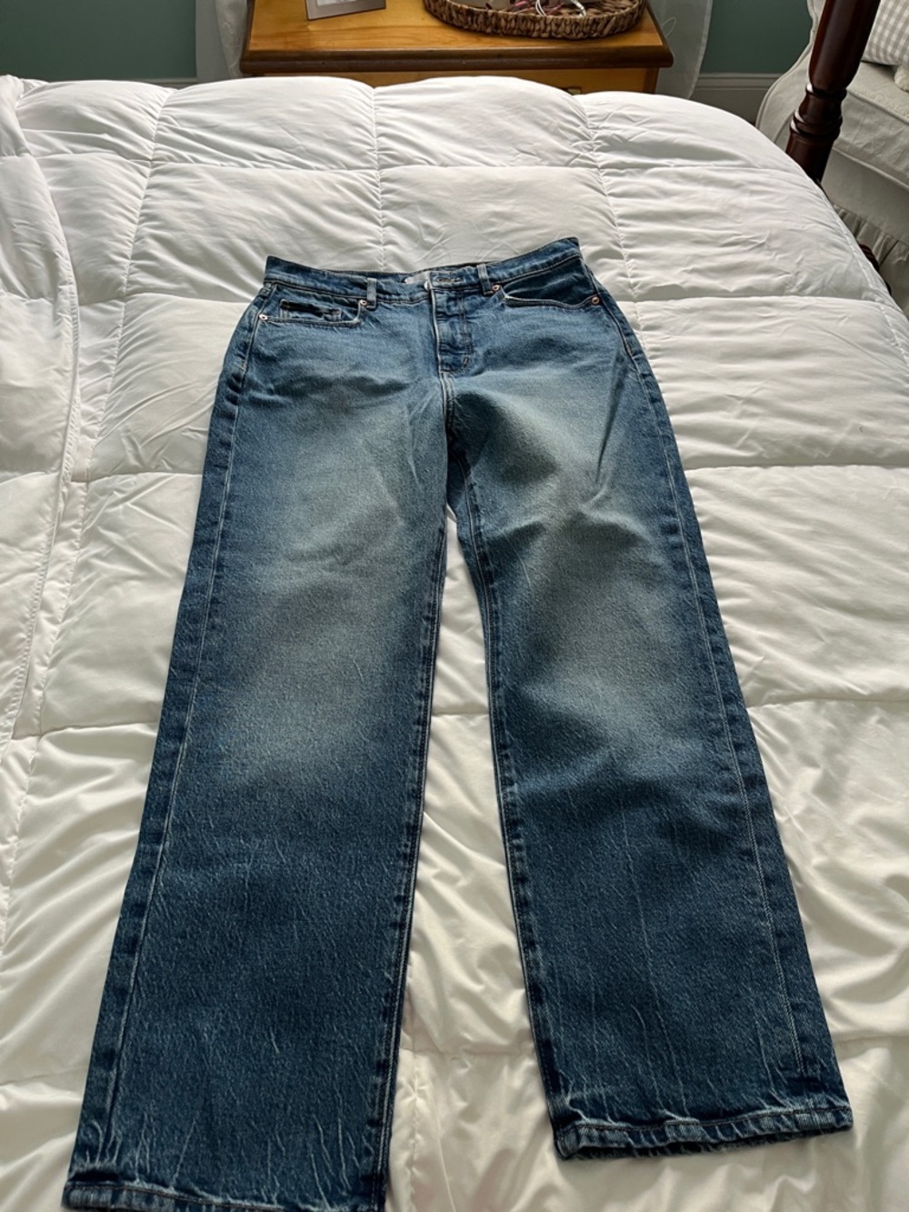 LOFT straight Light Blue Denim Jeans with Contrast Stitching